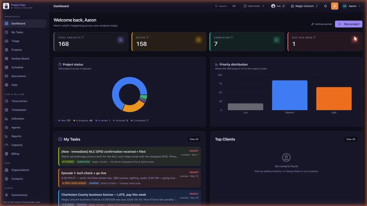 Project-Ops dashboard in the vibrant theme
